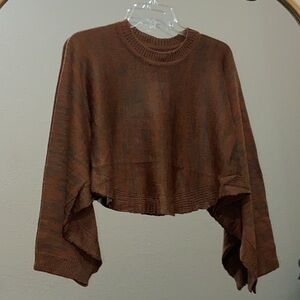 Olivaceous Knit Crop Top Dolman Sleeve Sweater/Poncho Size S/M
